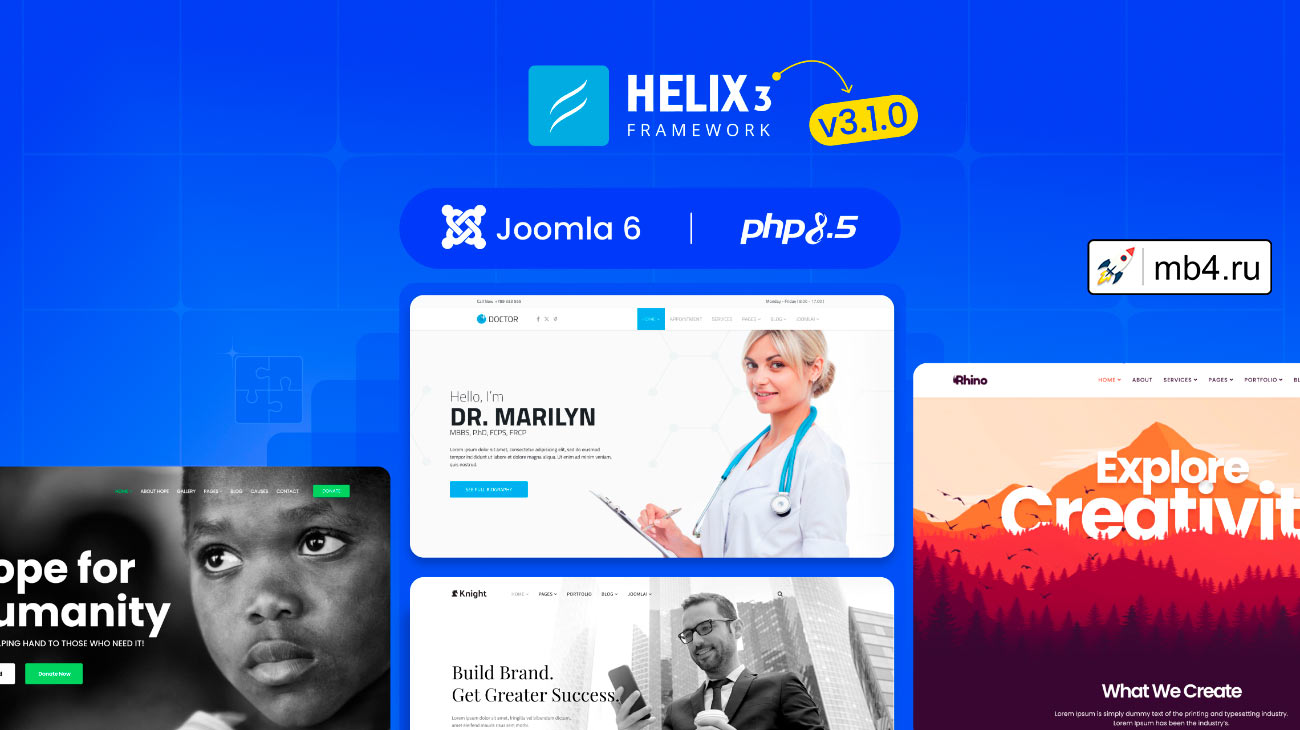 Шаблоны на Helix 3 работают в Joomla 6 — список совместимых решений