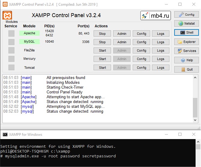 Работа с MariaDB с помощью phpMyAdmin XAMPP на localhost