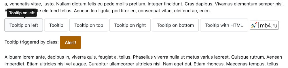 Пример результата включения модуля Bootstrap с Tooltip (Всплывающая подсказка) в публикацию Joomla 4