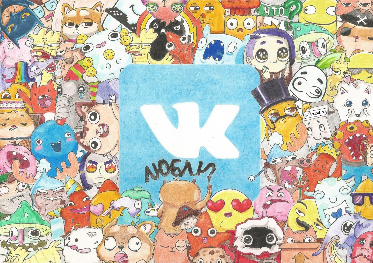 объединить всем известный логотип ВКонтакте и любимые стикеры