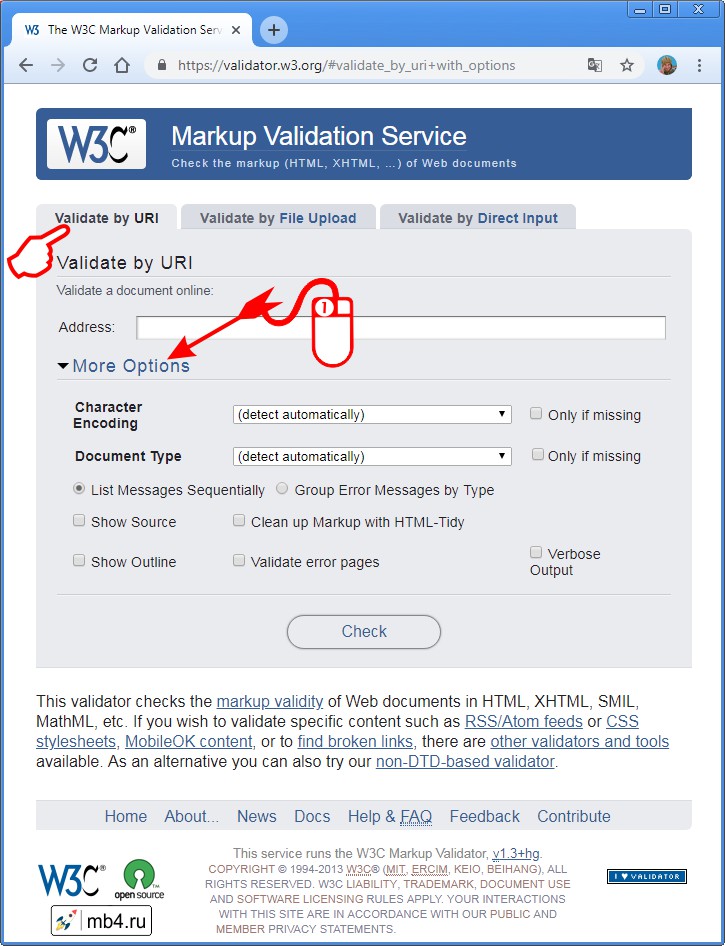 Расширенные настройки сервиса W3C проверки сайта на валидность