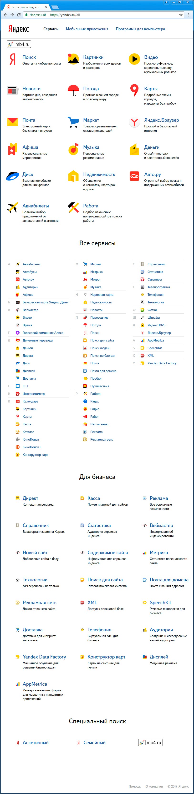 Самый длинный и полный список сервисов Яндекса